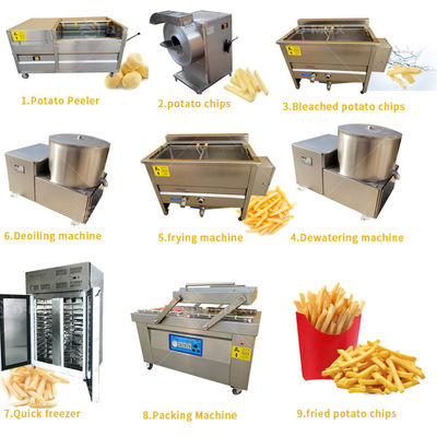 Endprodukte: gebratene Kartoffelchips und Pommes Frites aus einer halbautomatischen 160 KG-Maschine